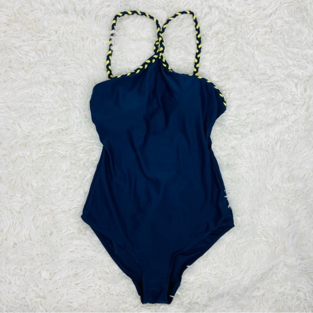 NWOT BODY FLIRT navy braided halter one piece swimsuit size 4